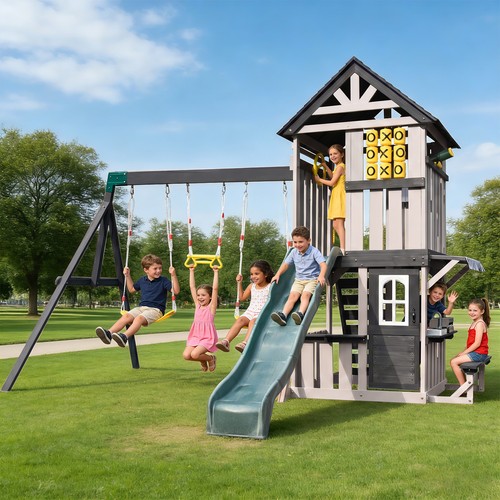 Giant wooden kids - wooden, slide