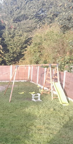 Kids wooden garden swing and - garden,