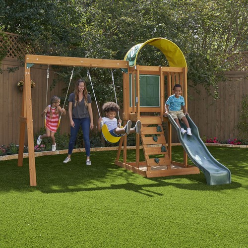 Wooden swing set - wooden, playground