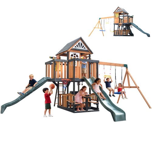 Large wooden kids swing - large, double