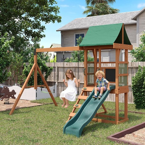 Wooden swing sets - swing, backyard