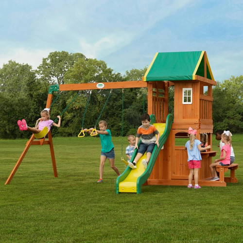 Wooden swing set outdoor - wooden,