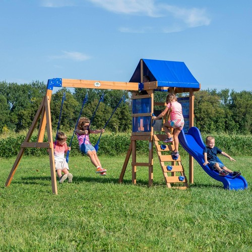 Wooden swing set outdoor kids - set,