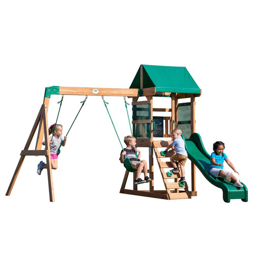 Wooden swing set with - set,