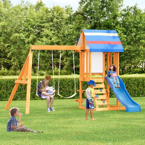 Wooden outdoor swing set - swing, in
