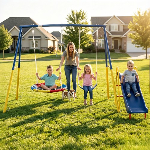 Garden swing set with - garden,